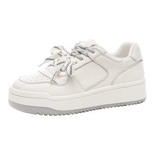 HUITE Top Grain Cow Leather Abrasion Resistant Breathable Low top Skateboard Shoes Women's White