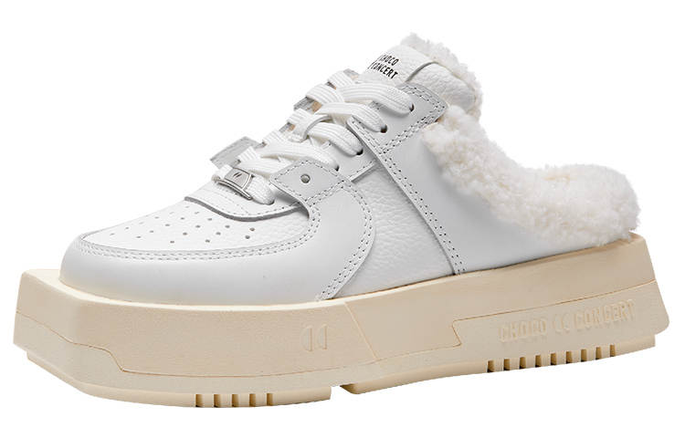 CHOCO CONCERT Cow Leather Coverage Abrasion Resistant Balance Low top Stylish Skateboarding Shoes Unisex White