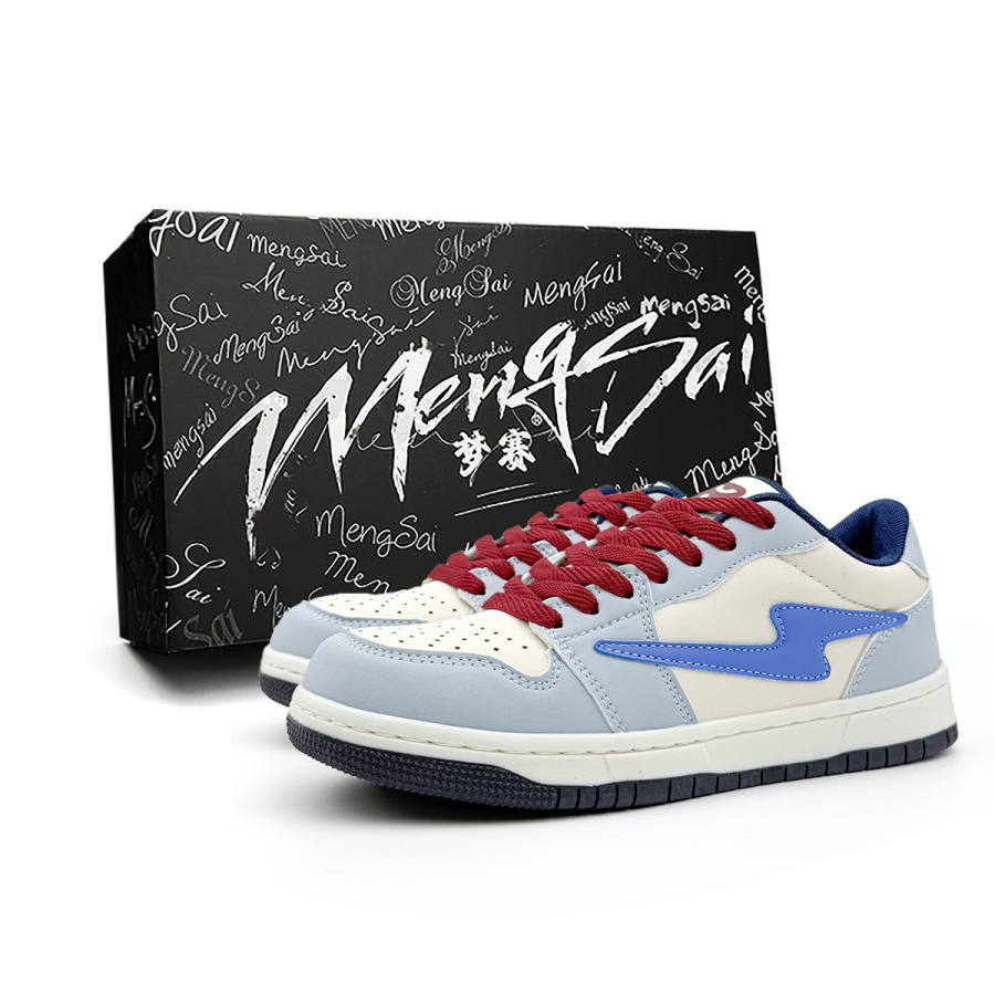 Mengsai Slip Resistant Abrasion Resistant Slip Resistant Abrasion Resistant Low top Skateboard Shoes Unisex White Blue