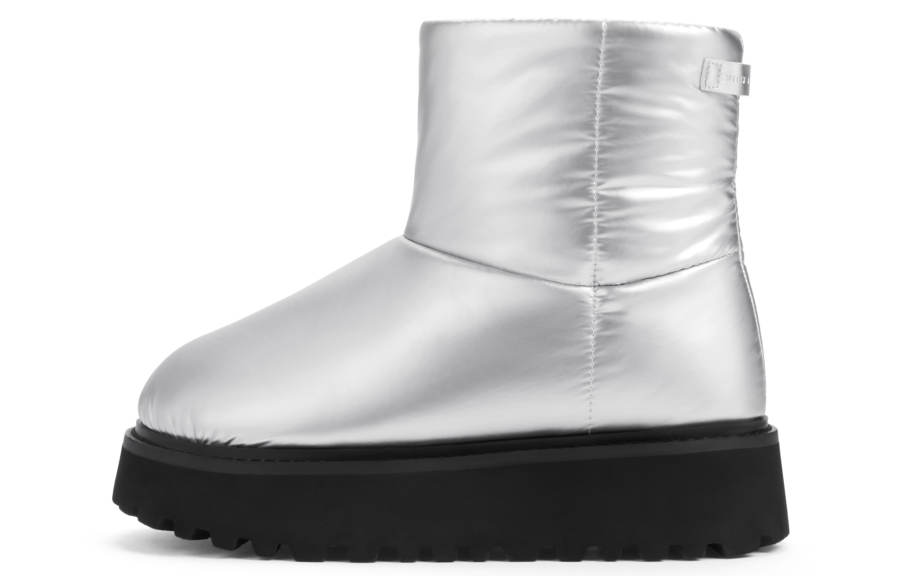 CHARLES&KEITH Small Ck Fabric Thermal Slip Resistant Short Snow Boots Women's Silver/Black Textured