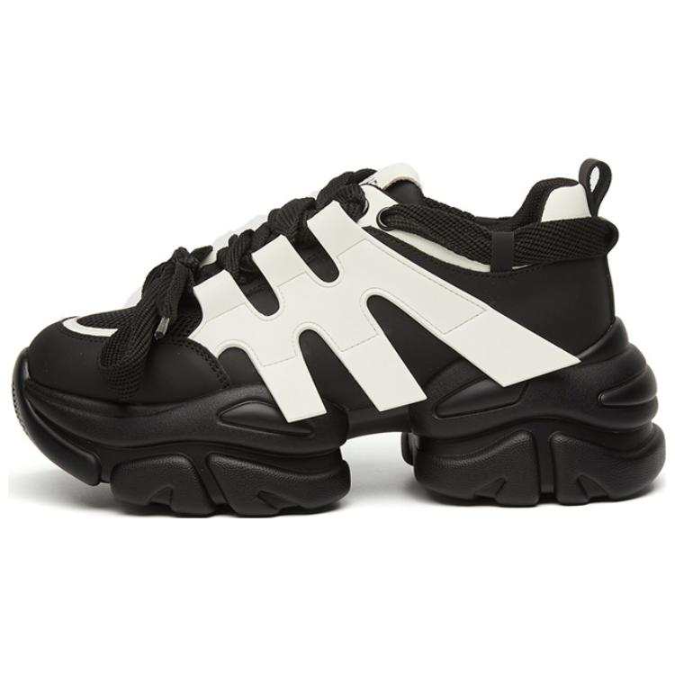 KEKAFU Chunky Sneakers Women's Low Top Beige/Black/Black Red