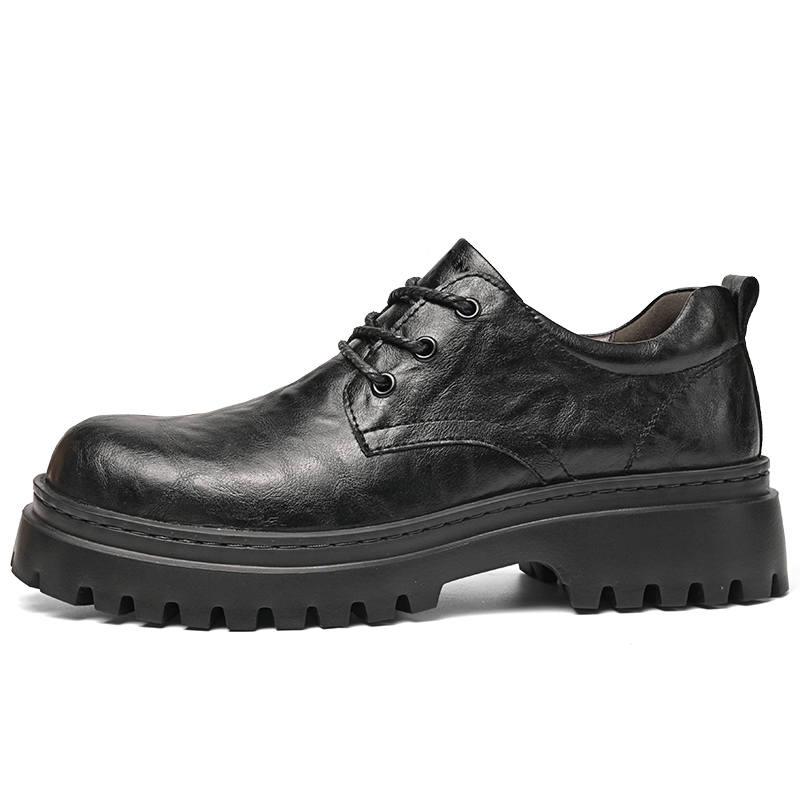 YIMINU Casual Leather Shoes Men's Low Top Black