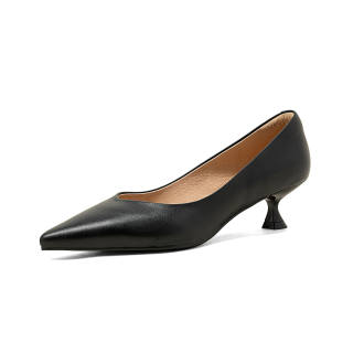 COMELY Sheepskin Flared Heel High Heels 4cm Women's