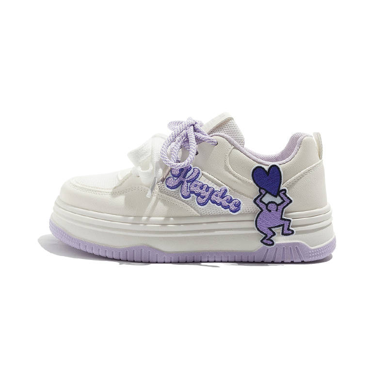 BEIER Microfiber Leather Wear resistant And Lightweight Low top Skateboard Shoes Women's White Purple