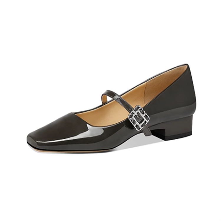 JESSICA SOPHIA Patent Leather Chunky Heel Mary Jane Shoes 2.5cm Women's