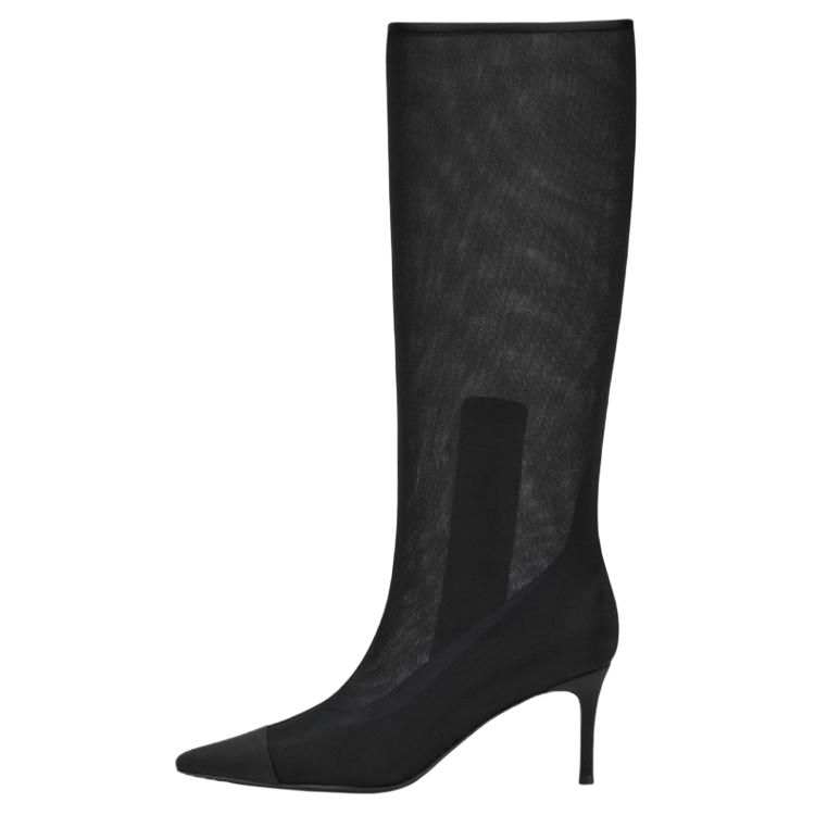 73Hours Kylie Top Grain Cow Leather Knee high Boots 7cm Women's Black