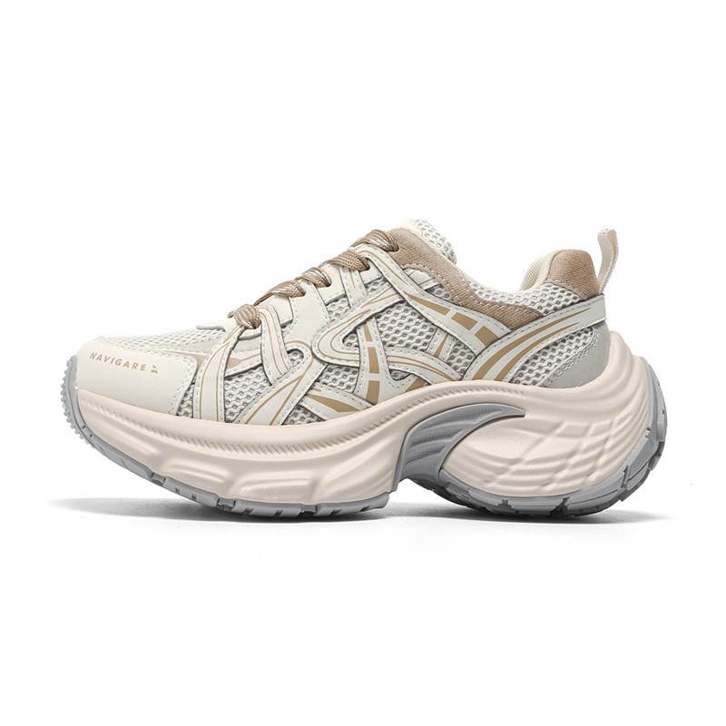 NAVIGARE Height Increasing Low top Chunky Sneakers Women's White Apricot