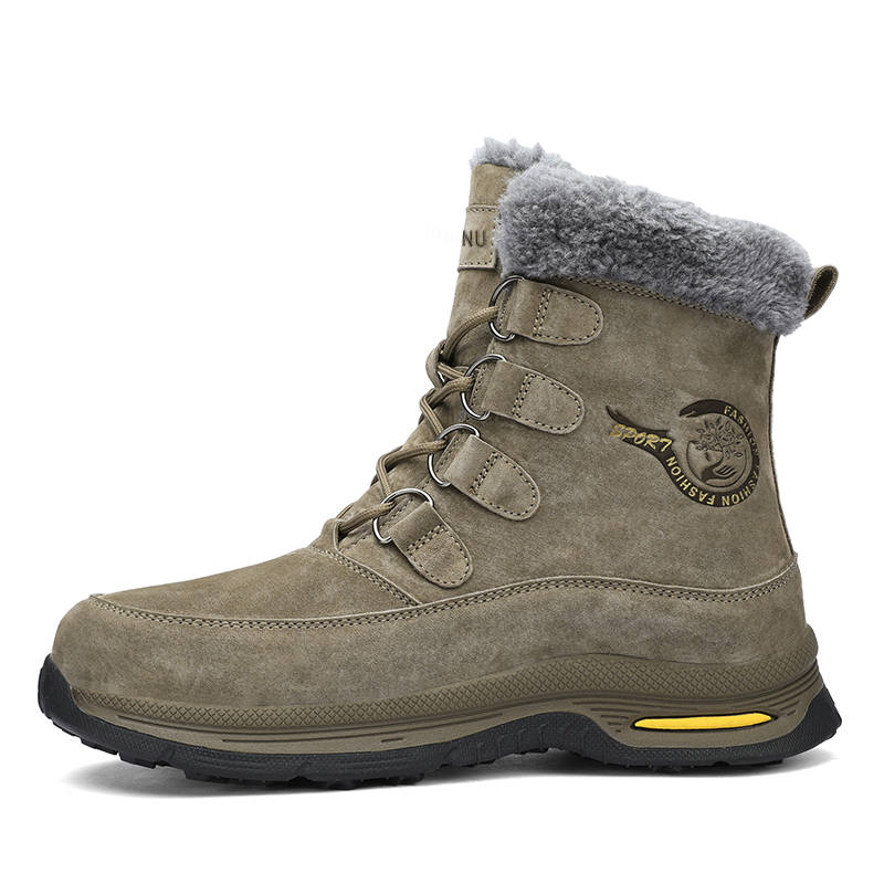 DUNNU Pigskin Slip Resistant, Abrasion Resistant, Thermal High top Mountaineering Shoes, Hiking Shoes Men's