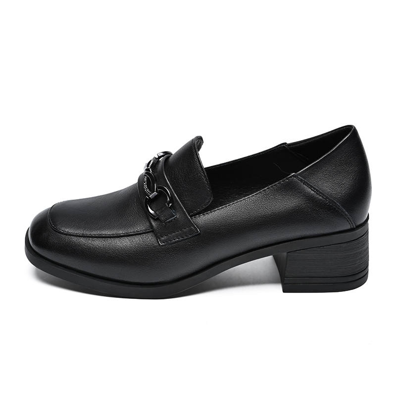 ZHR Cow Leather Loafers 4.5cm Women's Black