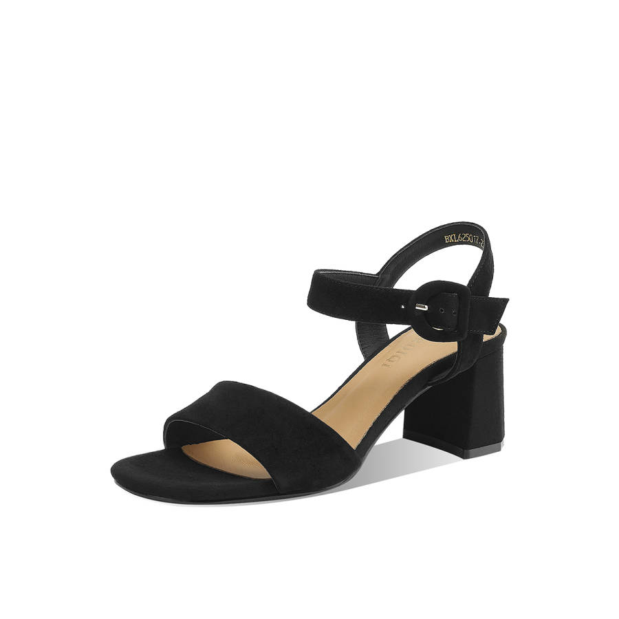 BOERDIQI Sheepskin One Strap Sandals Women's Black