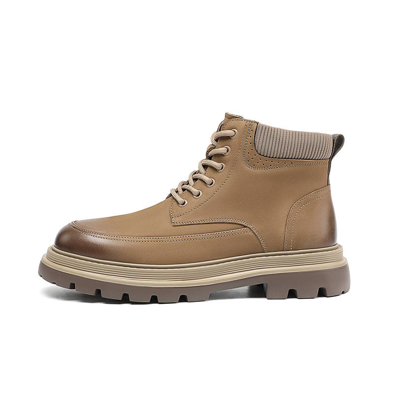 SEPTWOLVES Top Grain Cow Leather Short Mid Calf Combat Boots Men's Khaki HD