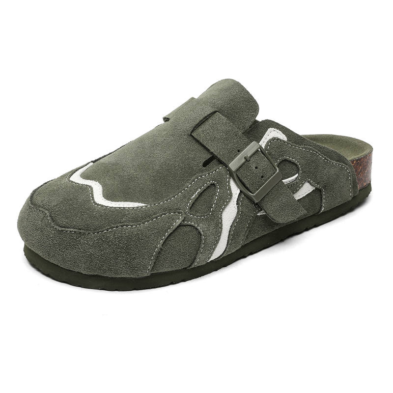 XIAOTOULANG Cork Sole Stitching Odor Resistant Slip Resistant Closed Toe Slippers Unisex