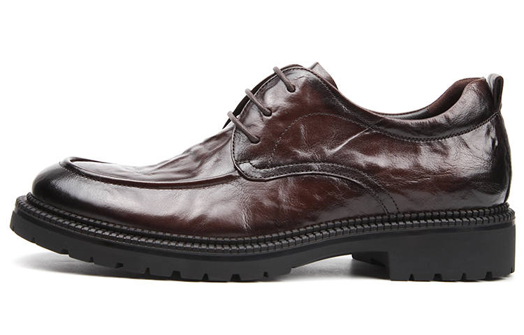 Satchi Leather Dress Shoes Men's Dark Brown
