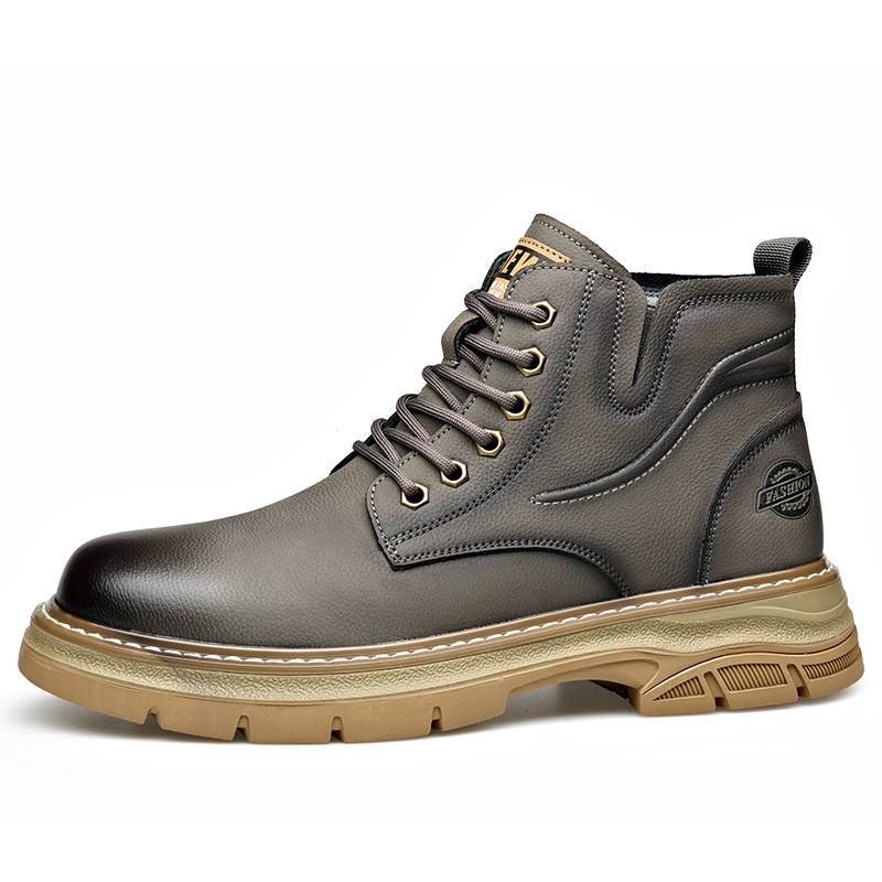 XIAOTOULANG Cow Split Leather Combat Boots Men's