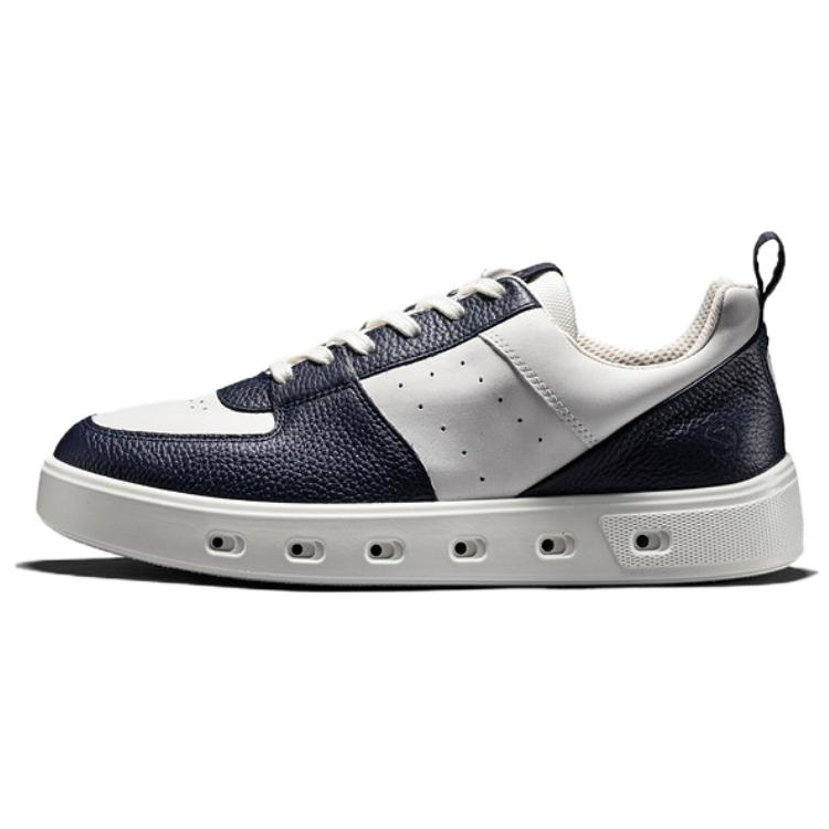 Ecco Street 720 Series Cow Leather Low top Skateboard Shoes Men's White Blue