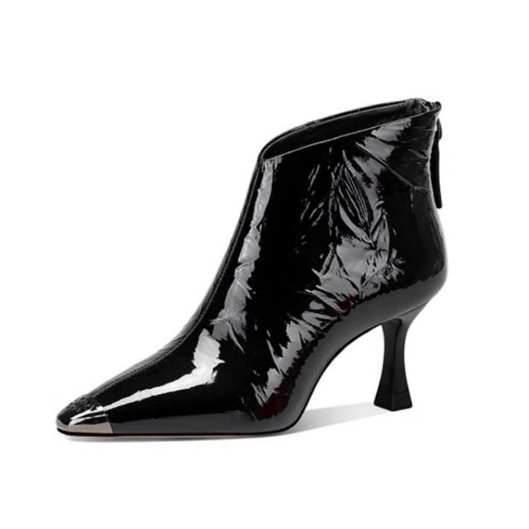 JESSICA SOPHIA Slim Boots Top Grain Cow Leather Ankle Boots 7cm Women's