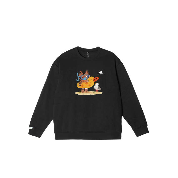 Adidas Adidas LABEL Sweatshirts Unisex Black Crew Neck Moderate