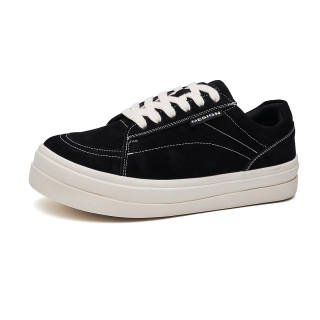 HUITE Synthetic Leather Abrasion Resistant Abrasion Resistant Low top Skateboard Shoes Unisex Black
