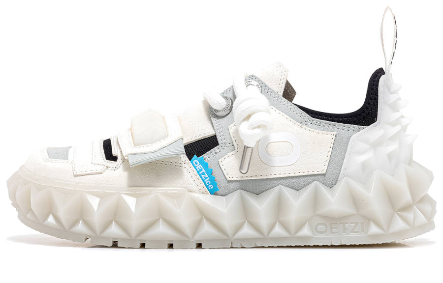 OETZI Ice Man Oz Cow Split Leather Low top Athletic Shoes, Skateboard Shoes Unisex Ecru