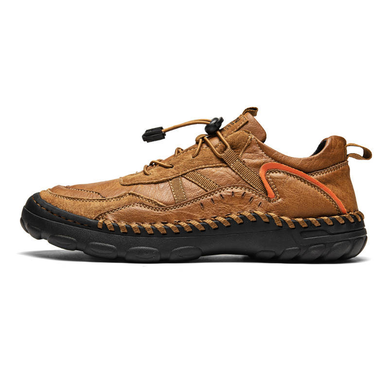 WENNAI Microfiber Leather Casual Shoes Men's Yellow Brown