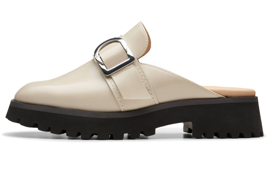 Clarks Rubber Sole Closed Toe Slippers Women's White