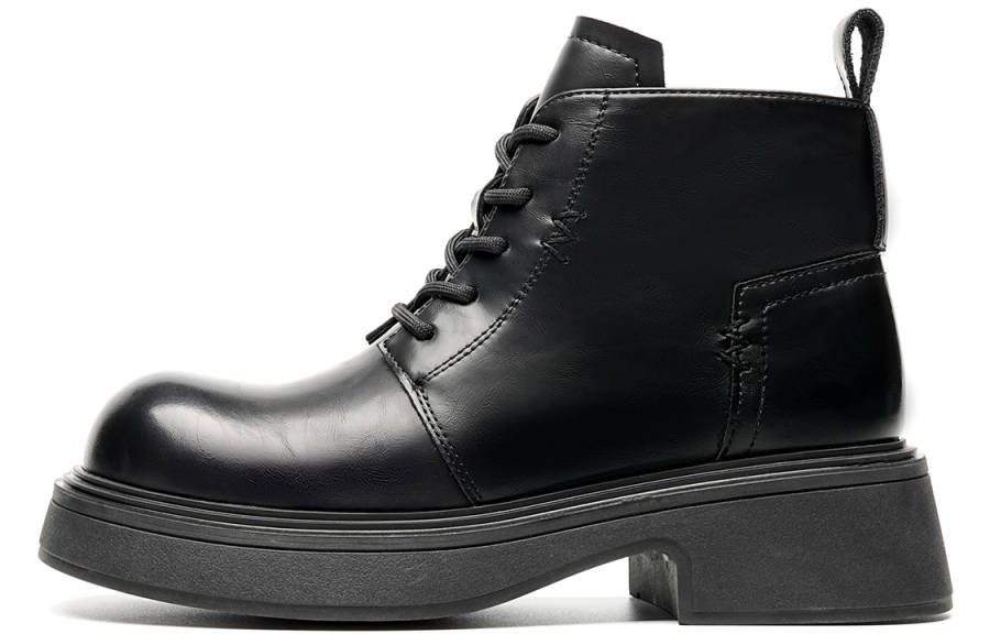 EBLAN EBLAN Leather Short Combat Boots Women's Black