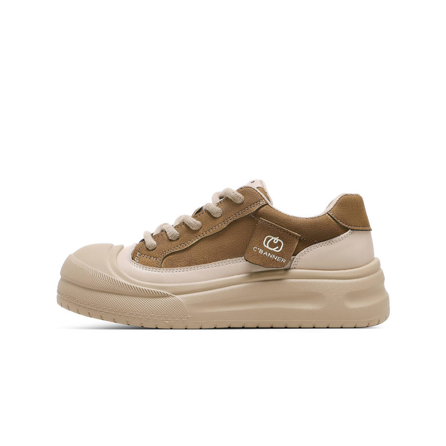 C°BANNER Synthetic Leather Slip Resistant Slip Resistant Low top Skateboard Shoes Women's Coffee