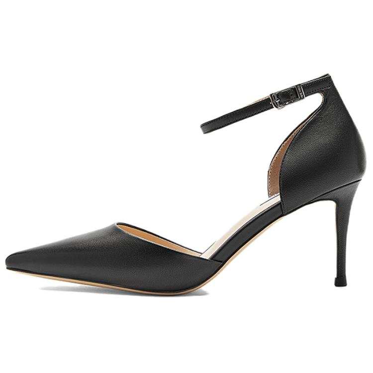 NINE WEST Sheepskin Slim Heel High Heels 7.5cm Women's Black