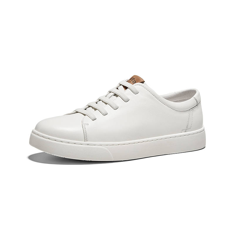Hautton Top Grain Cow Leather Low top Skateboard Shoes Men's White