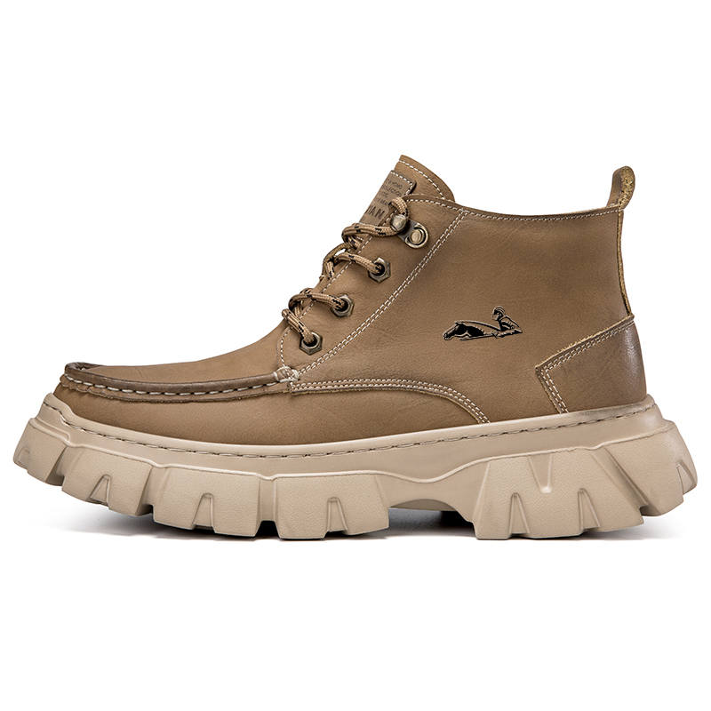 YINGLUNQISHI Short Combat Boots Men's Brown