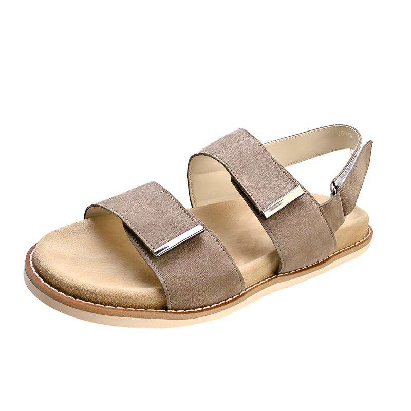 Brounvanm Top Grain Cow Leather One Strap Sandals Men's Apricot