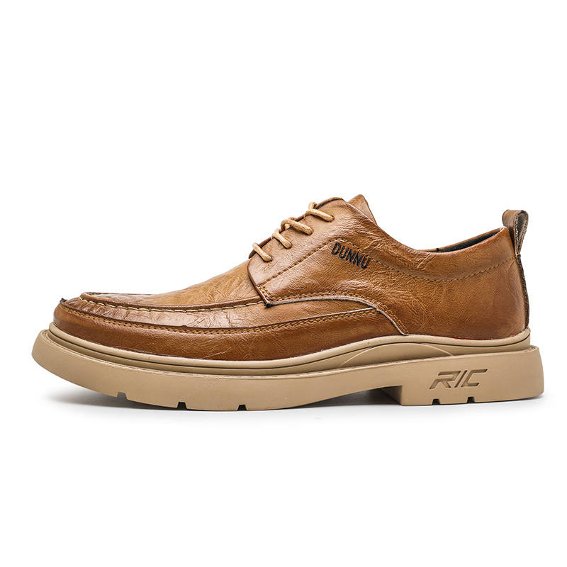 DUNNU Top Grain Cow Leather Casual Shoes Men's Black