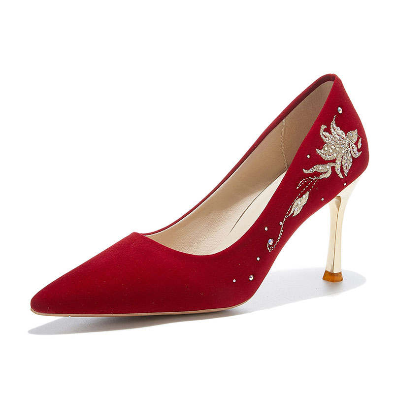 TAOLEI Slim Heel High Heels 8cm Women's Red
