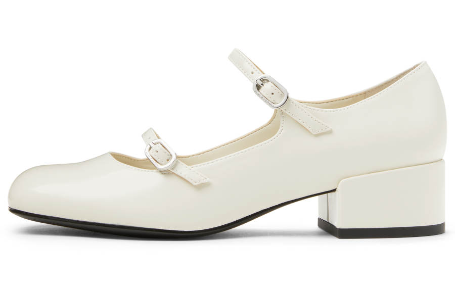 CHARLES&KEITH Small Ck Pu Chunky Heel Mary Jane Shoes 4.1cm Women's