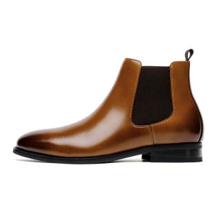 BAILUNHAN Cow Split Leather British Vintage Fleece Lined Short Chelsea Boots Men's