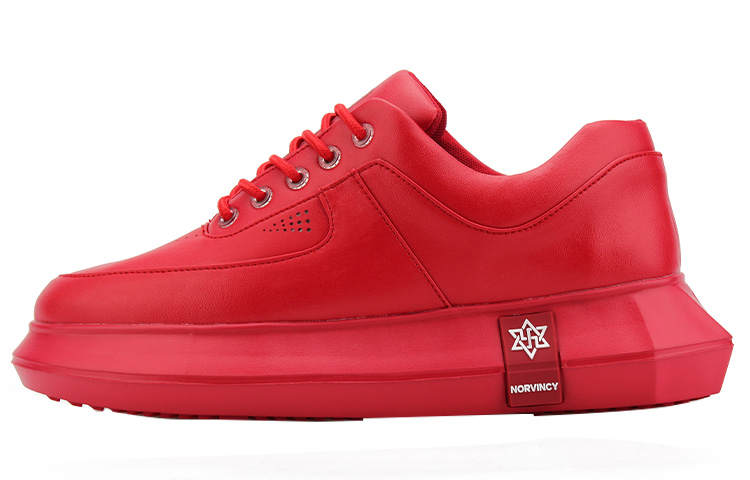 NORVINCY Leather Stylish Skateboarding Shoes Unisex Red