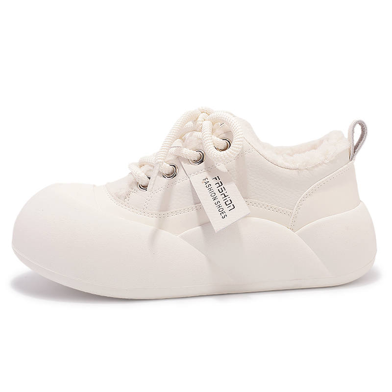 SNXR Microfiber Leather Puffy Shoes, Fleece Lined Thermal, Platform, Round Tip Lace Up, Fashion Trend