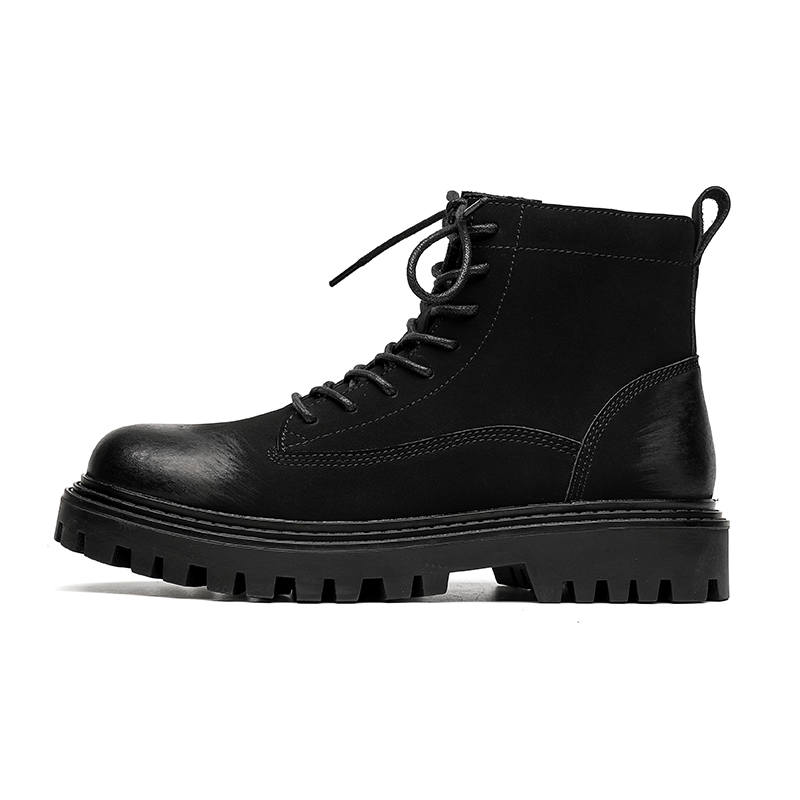 KAQIAODI Microfiber Leather Short Combat Boots Men's Black
