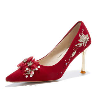 TAOLEI Slim Heel High Heels 8cm Women's Red
