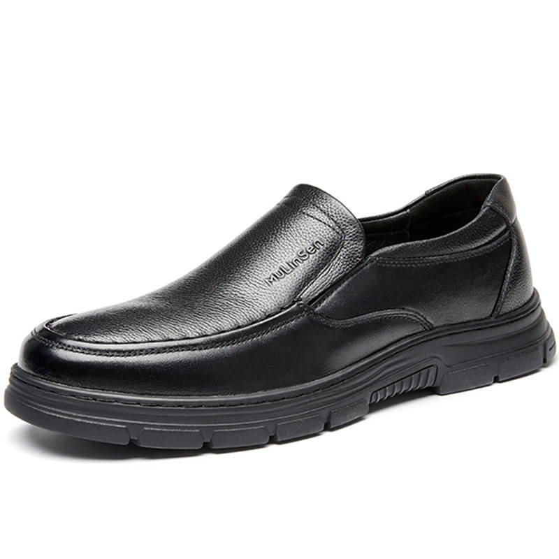 Mulinsen Top Grain Cow Leather Casual Shoes Men's Black