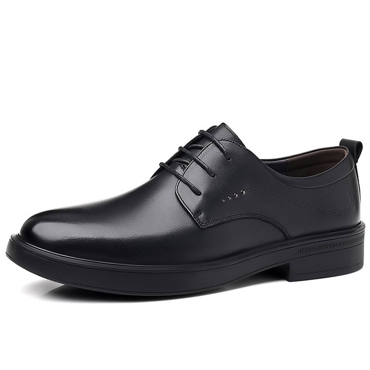 GZZ Casual Leather Shoes Men's Low Top Black