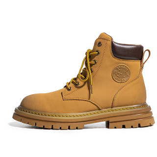 BAILUNHAN Cow Split Leather Crew Combat Boots Platform Unisex
