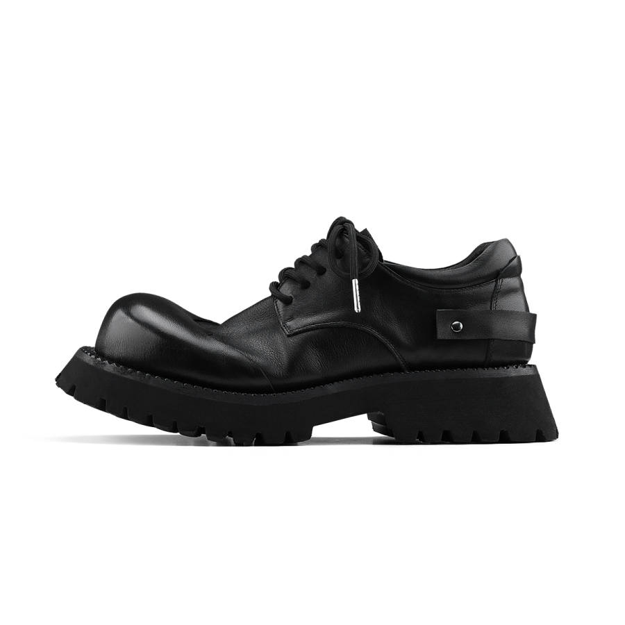 HANQIAORIJI Black Blood Collection Top Grain Cow Leather Casual Leather Shoes Men's Black