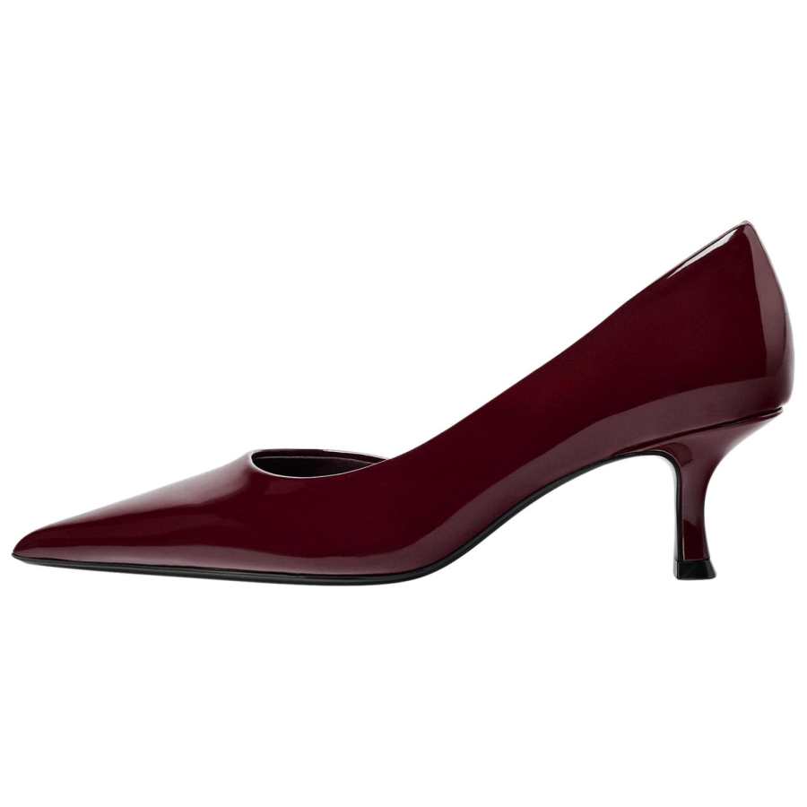 ZARA Slim Heel High Heels 6CM Women's Dark Red Color