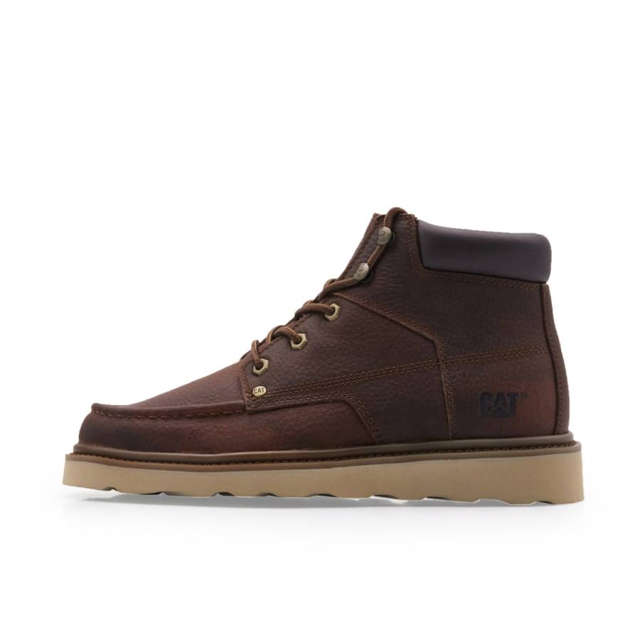 CAT Byron Top Grain Cow Leather Ankle Length Outdoor Boots Men's Brown