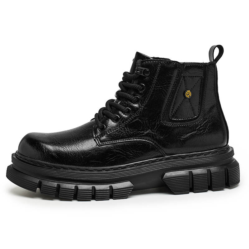 GONGNIUMEILI PU Short Combat Boots Medium Heel Men's