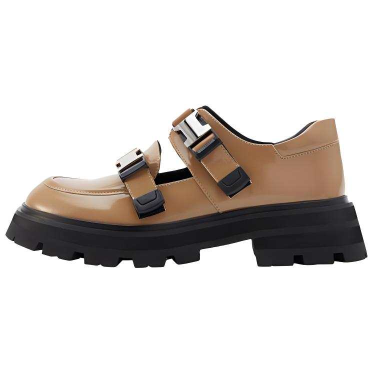 CINDY C ERIC Leather Casual Shoes 5CM Women's Brown