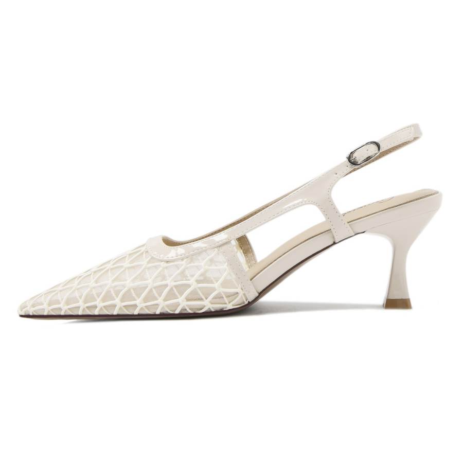 CAMEIDO Fabric Slim Heel High Heels Women's Ecru