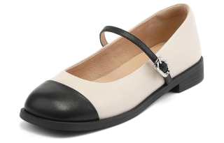 FOND&BERYL Sheepskin Chunky Heel Mary Jane Shoes 2.5cm Women's