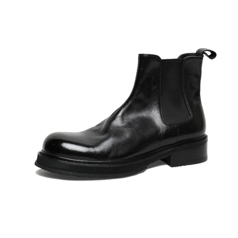 SAINTNJORD Horse Leather Short Chelsea Boots Men's Black